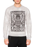 D2 Fighter Crewneck Graphic Sweatshirt, Gray