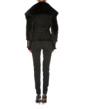 Long-Sleeve Diamond-Pattern Sweater, Black/Gold