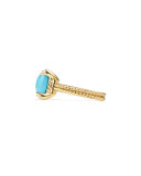Châtelaine 18k Gold 11mm Turquoise Ring w/ Diamonds, Size 7