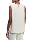 Cleo Sleeveless Sequined-Front Suede Blouse