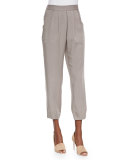 Slouchy Ankle Pants, Stone