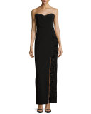 Strapless Beaded Sweetheart Column Gown, Black