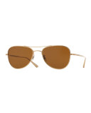Executive Suite Photochromic Aviator Sunglasses, Gold/Brown