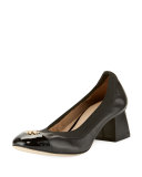 Jolie Logo Leather 50mm Pump, Black