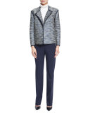 Dane Collarless Asymmetric Woven Jacket, Ink Multi