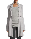 Open-Front Cozy Cashmere Sweater, Gray Melange