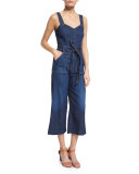 Sleeveless Wide-Leg Cropped Jumpsuit, Saint Tropez Night