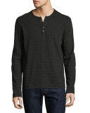 Space-Dyed Henley T-Shirt, Asphalt
