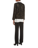 Holland Collarless Bracelet-Sleeve Tweed Jacket, Black Multi