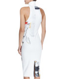 Dakota Sleeveless Printed Midi Dress, Cream/Multicolor