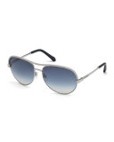 Vega Swarovski® Crystal Aviator Sunglasses, Silver/Blue