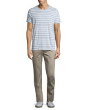 Shadow-Striped Short-Sleeve Crewneck Tee, Lucent Blue