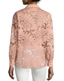 Palm Guipure Lace Long-Sleeve Shirt