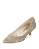 Poco Glitter Kitten Heel Pump, Platinum