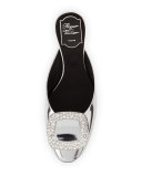 Ciabattina Strass-Buckle Slide Flat, Black