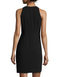 Sleeveless Illusion Beaded V-Neck Cocktail Dress 