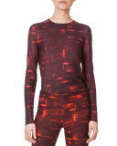 Detachable-Turtleneck Printed Top, Mangosteen