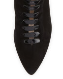 Lasha Suede Pointed-Toe Bootie, Black