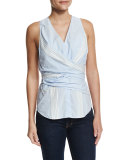 Sleeveless Poplin Wrap Top, Oxford