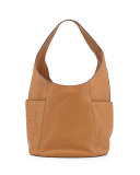 Bombé-T Leather Hobo Bag, Bark