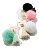Transparent iPhone 6 Case w/ Fur Pompom, Aqua
