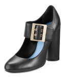 Leather Mary Jane 105mm Pump, Black