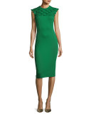 Diamond-Smock Sleeveless Sheath Dress