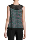 Sleeveless Striped Zigzag Blouse, Black Pattern