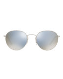 Hassett Mirrored Round Sunglasses, Silver