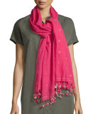 Handloomed Jamdani Flower Scarf, Rhubarb 