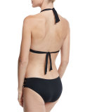 Neutra Solid Halter Swim Top, Black