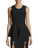 Sleeveless Peplum Top, Jet