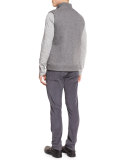 Wool/Cashmere Zip-Up Vest, Heather Cinder