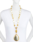 Golden Mother-of-Pearl Statement-Pendant Necklace
