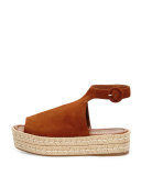 Suede Platform Ankle-Wrap Sandal