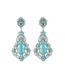 Large Silver-Plated Pendant Clip Earrings w/ Turquoise