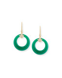 Karine 18K Pavé Diamond & Green Chalcedony Hoop Earrings