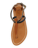 Buffon Two-Tone Thong Sandal, Natural/Navy