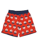 Sailboat Swim Trunks, Red, Size 2T-4T