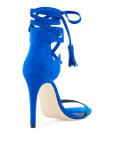 Riley Suede Lace-Up Sandal, Deep Sapphire