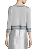 Embroidered 3/4-Sleeve Shrug 