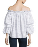Gia Off-The-Shoulder Swiss Dot Top