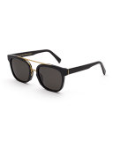 Akin Square Brow-Bar Sunglasses, Black