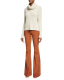 Nettie Transfer-Knit Ribbed Sweater, Cream