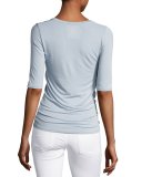 Soft Touch Half-Sleeve Scoop-Neck Top