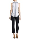Sleeveless Poplin Wrap Top, Soft White