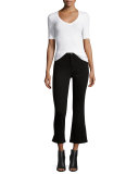 Jackie Trimtone Cropped Flare-Leg Jeans, Carver