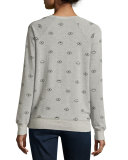 Metallic-Logo Evil Eye Sweatshirt, Heather Gray