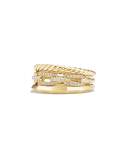 9.5mm Stax Three-Row 18K Chain Link Ring with Diamonds
