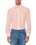 Printed Long-Sleeve Sport Shirt, Orange